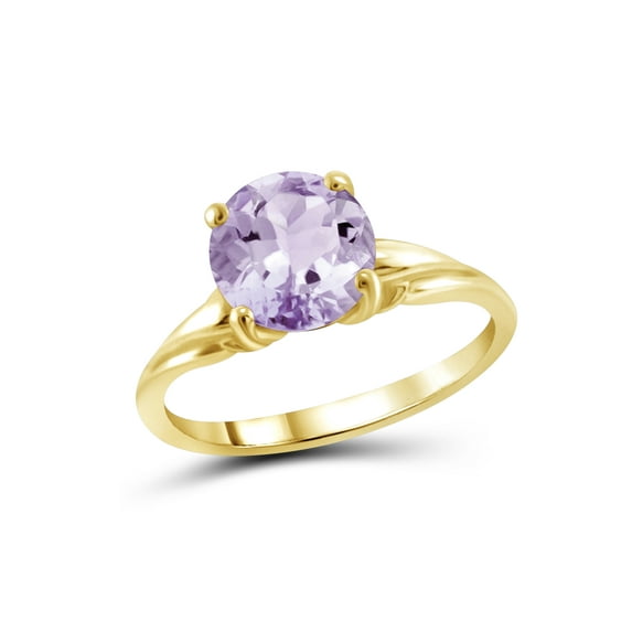 JewelersClub Pink Amethyst Ring Birthstone Jewelry – 1.75 Carat Pink Amethyst 14K Gold Plated Silver Ring Jewelry – Gemstone Rings with Hypoallergenic 14K Gold Plated Silver Band
