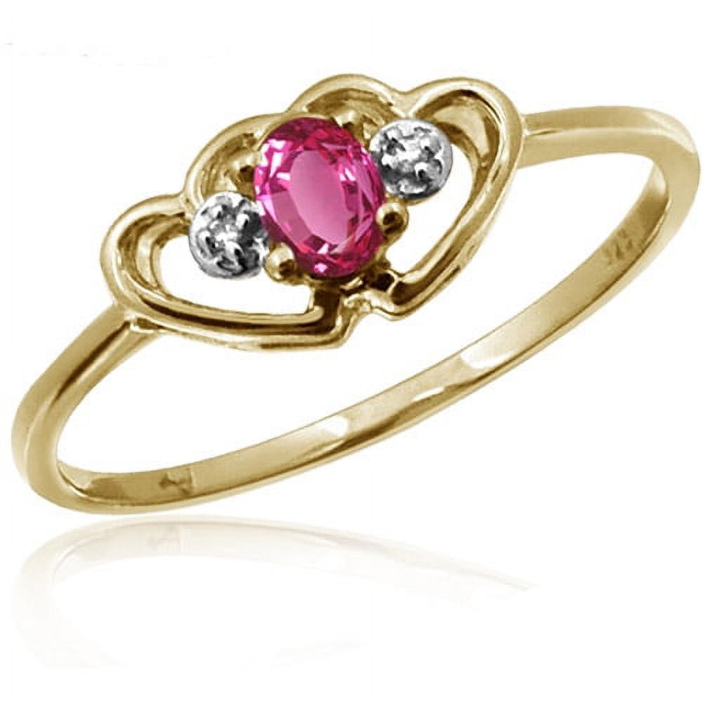 JewelersClub Pink Topaz Ring Birthstone Jewelry – 0.15 Carat Pink Topaz 14K Gold Plated Silver Ring Jewelry with White Diamond Accent – Gemstone Rings with Hypoallergenic 14K Gold Plated Silver Band