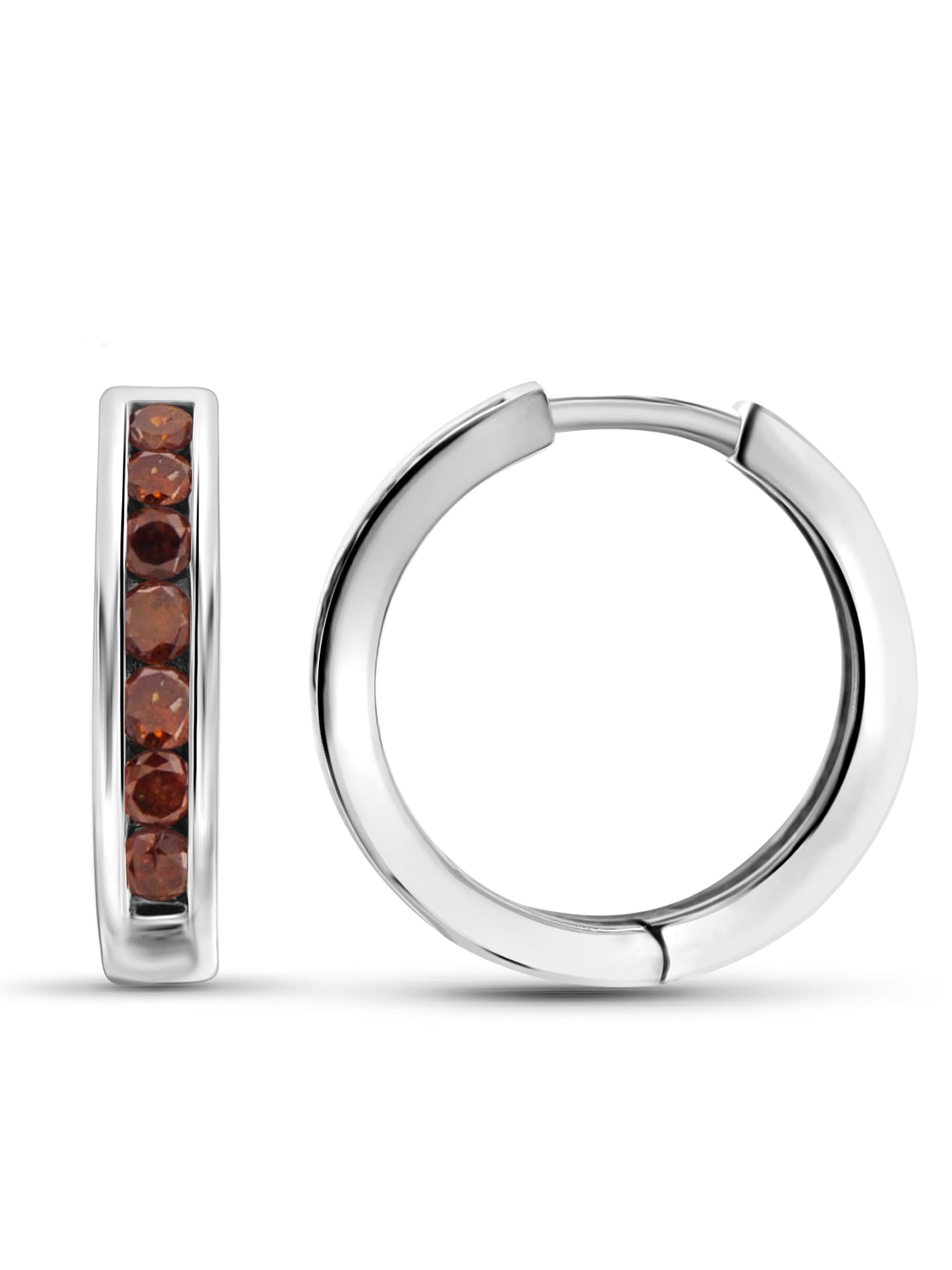 JewelersClub Red Diamond Earrings Women – 1-Carat Red Diamonds Sterling Silver Hoop Earrings Small – Hypoallergenic Hoop Earrings – Small Hoop Earrings Diamond Hoops – Red Hoop Earrings for Women