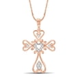 thumbnail image 1 of JewelersClub Rose Gold Over Silver 0.15 CTW Diamond Cross Pendant Necklace for Women White Diamonds + 18” Rope Chain Included JewelersClub Rose Gold Over Silver, 1 of 5