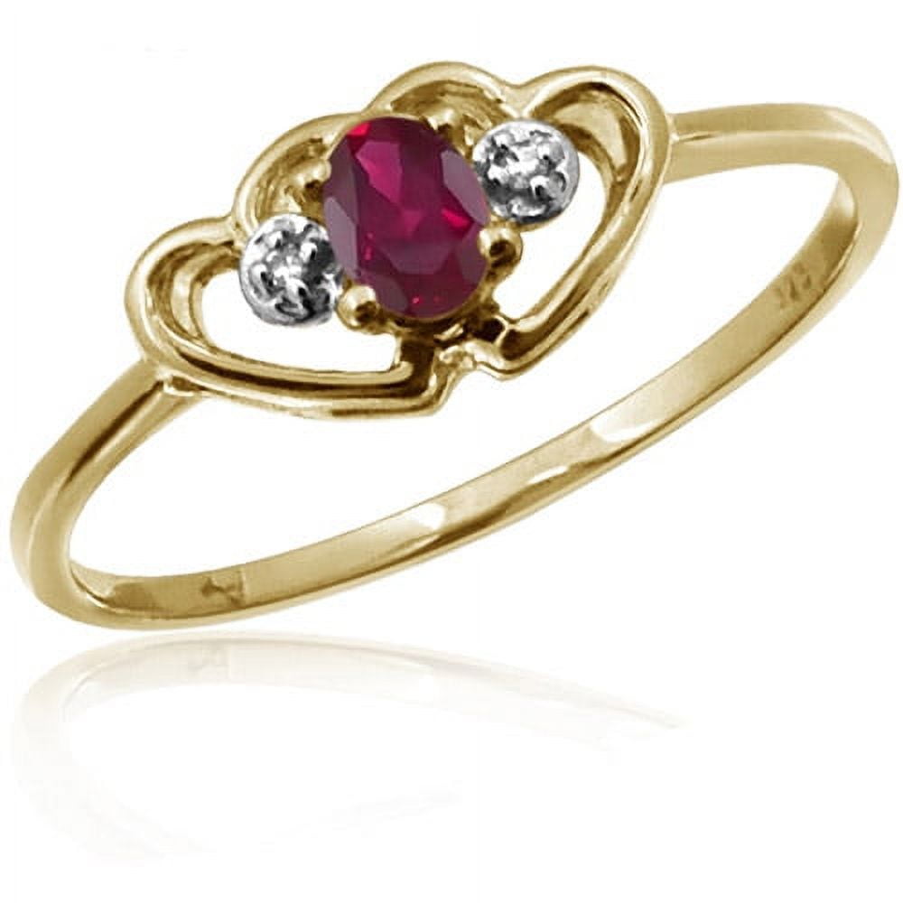 JewelersClub Ruby Ring Birthstone Jewelry – 0.20 Carat Ruby 14K Gold Plated Silver Ring Jewelry with White Diamond Accent – Gemstone Rings with Hypoallergenic 14K Gold Plated Silver Band
