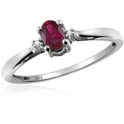 JEWELERSCLUB Ruby Ring Birthstone Jewelry – 0.25 Carat Ruby 0.925 Sterling Silver Ring Jewelry with White Diamond Accent – Gemstone Rings with Hypoallergenic 0.925 Sterling Silver Band