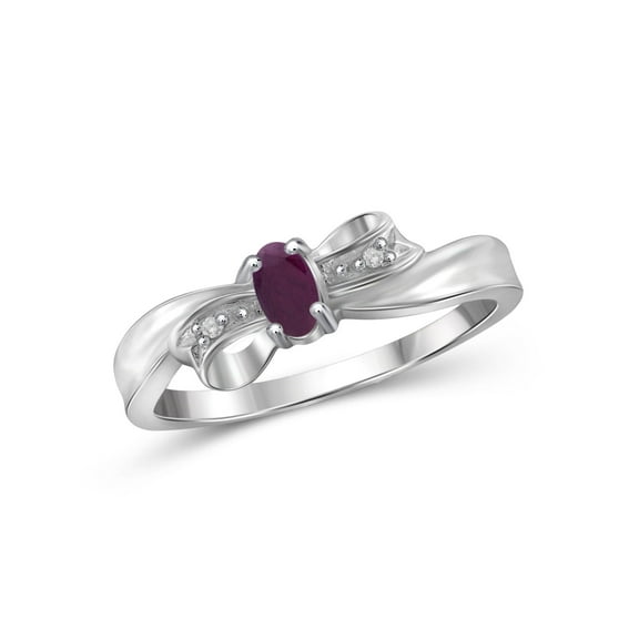 JewelersClub Ruby Ring Birthstone Jewelry – 0.25 Carat Ruby 0.925 Sterling Silver Ring Jewelry with White Diamond Accent– Gemstone Rings with Hypoallergenic 0.925 Sterling Silver