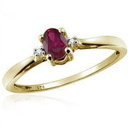 JEWELERSCLUB Ruby Ring Birthstone Jewelry – 0.25 Carat Ruby 14K Gold Plated Silver Ring Jewelry with White Diamond Accent – Gemstone Rings with Hypoallergenic 14K Gold Plated Silver Band