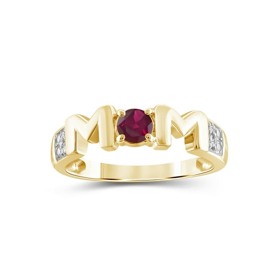 JewelersClub Ruby Ring Birthstone Jewelry – 0.33 Carat Ruby 14K Gold Plated Silver Ring Jewelry with White Diamond Accent – Gemstone Rings with Hypoallergenic 14K Gold Plated Silver Band