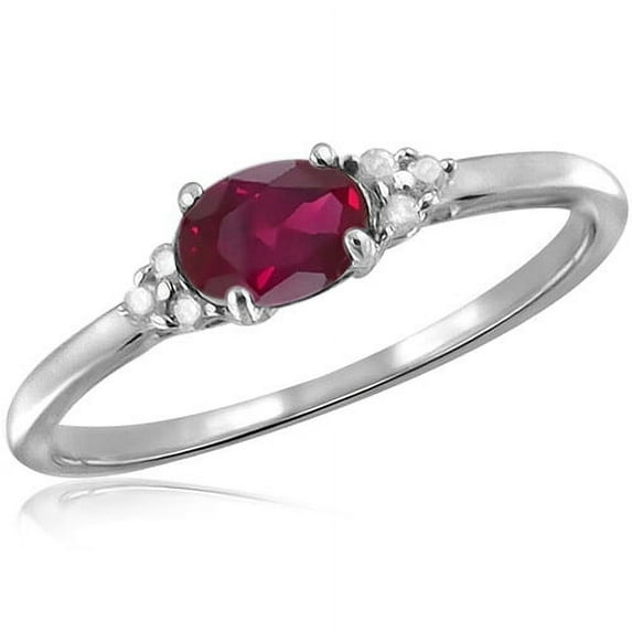 JewelersClub Ruby Ring Birthstone Jewelry – 0.50 Carat Ruby 0.925 Sterling Silver Ring Jewelry with White Diamond Accent – Gemstone Rings with Hypoallergenic 0.925 Sterling Silver Band