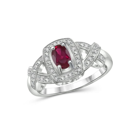 JewelersClub Ruby Ring Birthstone Jewelry – 0.50 Carat Ruby 0.925 Sterling Silver Ring Jewelry with White Diamond Accent – Gemstone Rings with Hypoallergenic 0.925 Sterling Silver Band