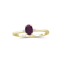 JewelersClub Ruby Ring Birthstone Jewelry–0.50 Carat Ruby 14K Gold Plated Silver Ring Jewelry with White Diamond Accent–Gemstone Rings with Hypoallergenic 14K Gold Plated Silver