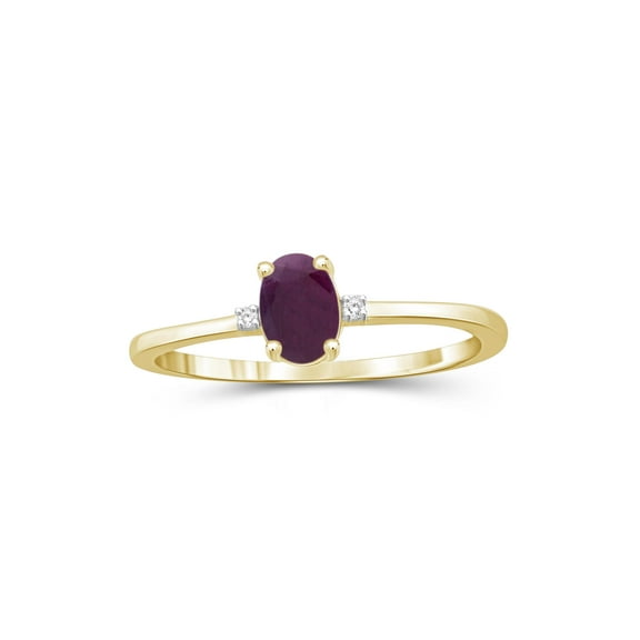JewelersClub Ruby Ring Birthstone Jewelry–0.50 Carat Ruby 14K Gold Plated Silver Ring Jewelry with White Diamond Accent–Gemstone Rings with Hypoallergenic 14K Gold Plated Silver