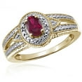 thumbnail image 1 of JewelersClub Ruby Ring Birthstone Jewelry–0.50 Carat Ruby 14K Gold Plated Silver Ring Jewelry with White Diamond Accent–Gemstone Rings with Hypoallergenic 14K Gold Plated Silver, 1 of 1