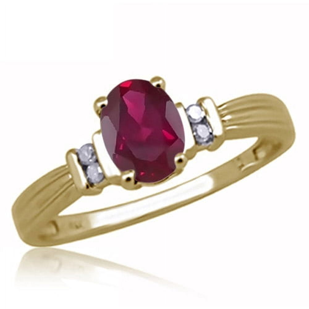 JewelersClub Ruby Ring Birthstone Jewelry – 0.50 Carat Ruby 14K Gold Plated Silver Ring Jewelry with White Diamond Accent – Gemstone Rings with Hypoallergenic 14K Gold Plated Silver Band