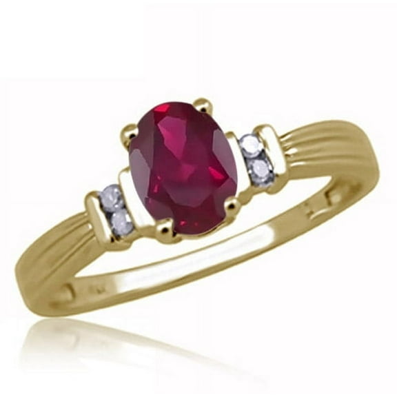 JewelersClub Ruby Ring Birthstone Jewelry – 0.50 Carat Ruby 14K Gold Plated Silver Ring Jewelry with White Diamond Accent – Gemstone Rings with Hypoallergenic 14K Gold Plated Silver Band