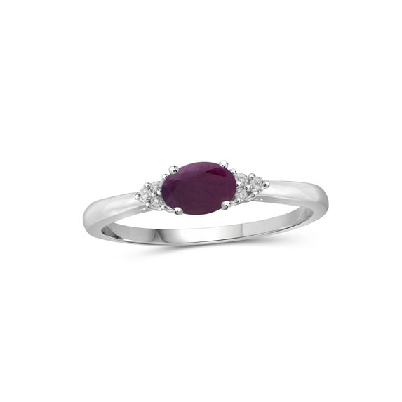 JewelersClub Ruby Ring Birthstone Jewelry – 0.50 Carat Ruby 0.925 Sterling Silver Ring Jewelry with White Diamond Accent – Gemstone Rings with Hypoallergenic 0.925 Sterling Silver Band