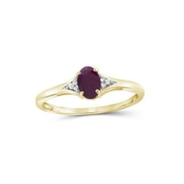 JewelersClub Ruby Ring Birthstone Jewelry – 0.50 Carat Ruby 14K Gold Plated Silver Ring Jewelry with White Diamond Accent – Gemstone Rings with Hypoallergenic 14K Gold Plated Silver Band
