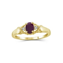 JewelersClub Ruby Ring Birthstone Jewelry – 0.50 Carat Ruby 14K Gold Plated Silver Ring Jewelry with White Diamond Accent – Gemstone Rings with Hypoallergenic 14K Gold Plated Silver Band