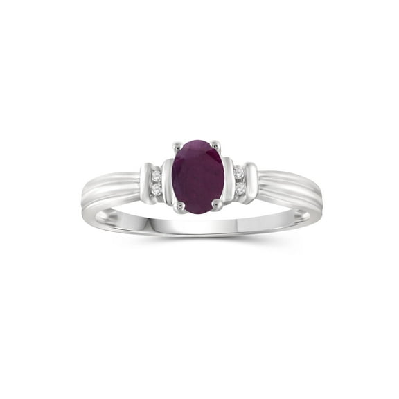 JewelersClub Ruby Ring Birthstone Jewelry – 0.50 Carat Ruby Sterling Silver Ring Jewelry with White Diamond Accent – Gemstone Rings with Hypoallergenic Sterling Silver Band