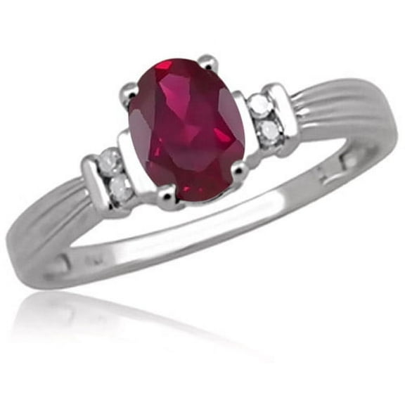 JewelersClub Ruby Ring Birthstone Jewelry – 0.50 Carat Ruby Sterling Silver Ring Jewelry with White Diamond Accent – Gemstone Rings with Hypoallergenic Sterling Silver Band