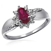 JewelersClub Ruby Ring Birthstone Jewelry   0.50 Carat Ruby Sterling Silver Ring Jewelry with White Diamond Accent   Gemstone Rings with Hypoallergenic Sterling Silver Band