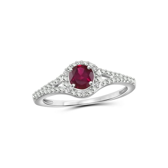 JewelersClub Ruby Ring Birthstone Jewelry – 0.75 Carat Ruby 0.925 Sterling Silver Ring Jewelry with White Diamond Accent – Gemstone Rings with Hypoallergenic 0.925 Sterling Silver Band