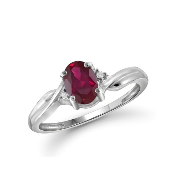JewelersClub Ruby Ring Birthstone Jewelry – 0.90 Carat Ruby 0.925 Sterling Silver Ring Jewelry with White Diamond Accent – Gemstone Rings with Hypoallergenic 0.925 Sterling Silver Band
