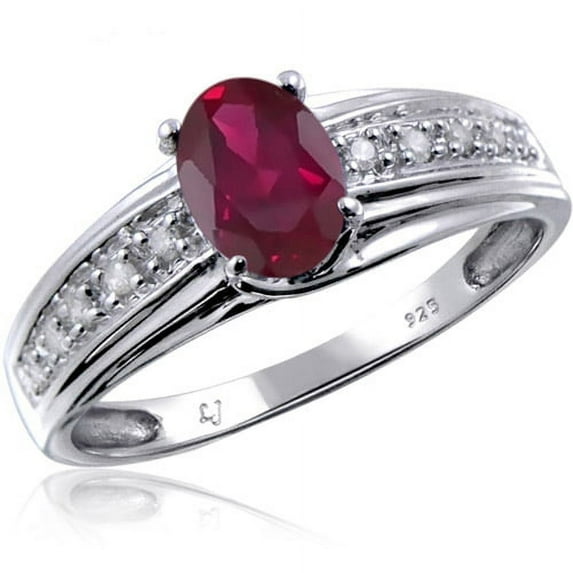 JewelersClub Ruby Ring Birthstone Jewelry – 0.90 Carat Ruby 0.925 Sterling Silver Ring Jewelry with White Diamond Accent – Gemstone Rings with Hypoallergenic 0.925 Sterling Silver Band