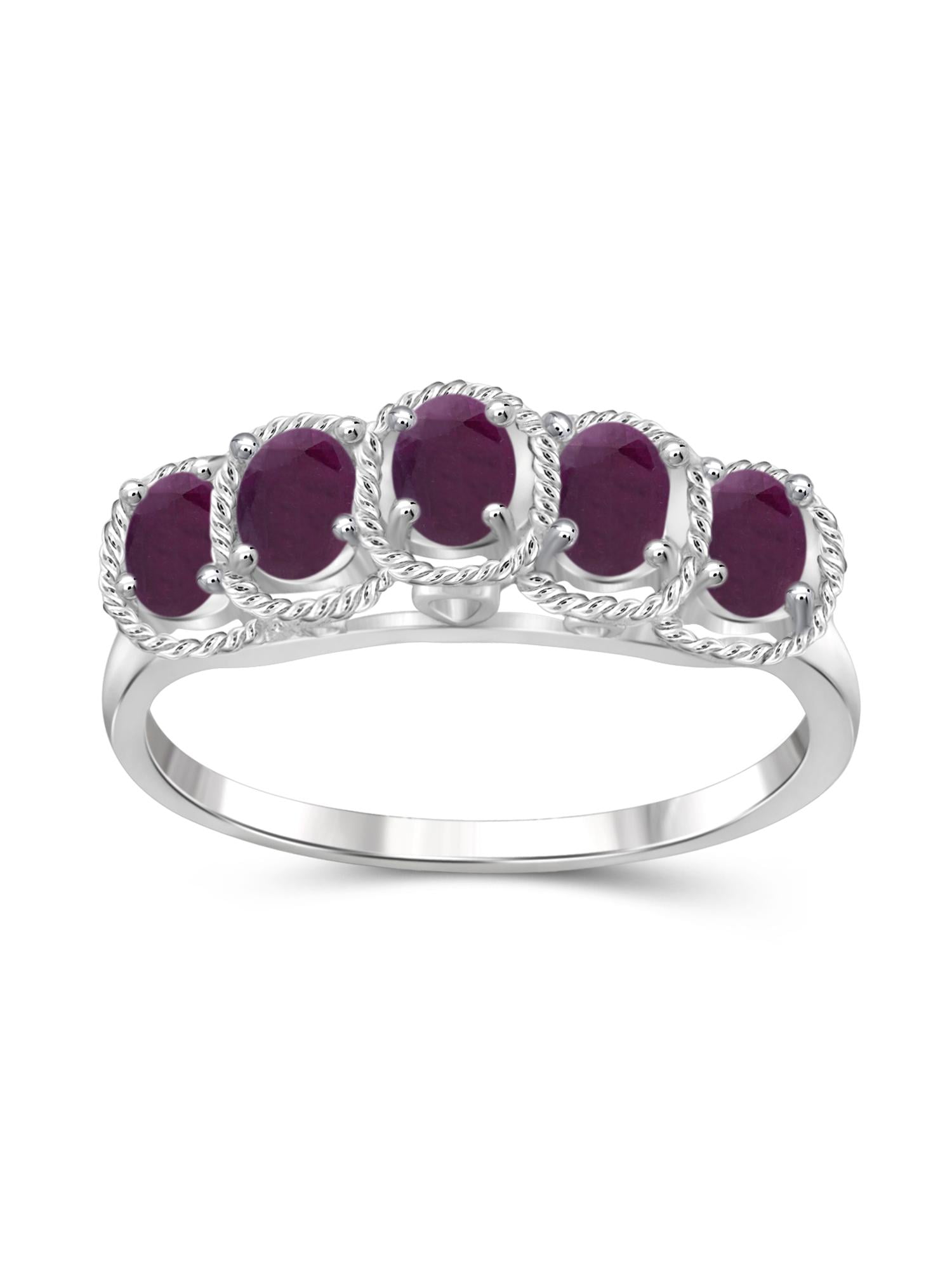 JewelersClub Ruby Ring Birthstone Jewelry – 1.00 Carat Ruby 0.925 Sterling Silver Ring Jewelry – Gemstone Rings with Hypoallergenic 0.925 Sterling Silver Band