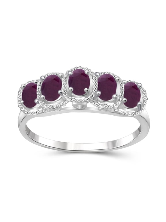 Ruby Ring Birthstone Jewelry 1.00 Carat Ruby 0.925 Sterling Silver Ring Jewelry Gemstone Rings with Hypoallergenic 0.925 Sterling Silver Band