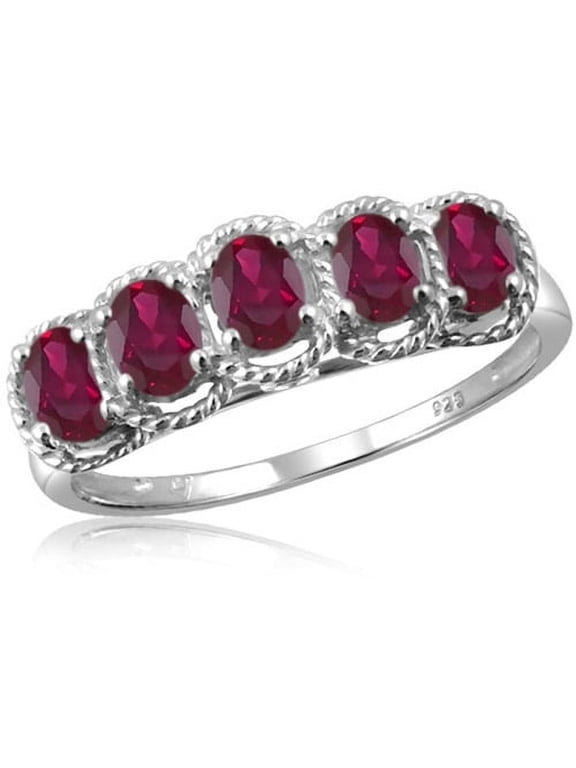 Ruby Ring Birthstone Jewelry – 1.00 Carat Ruby 0.925 Sterling Silver Ring Jewelry – Gemstone Rings with Hypoallergenic 0.925 Sterling Silver Band