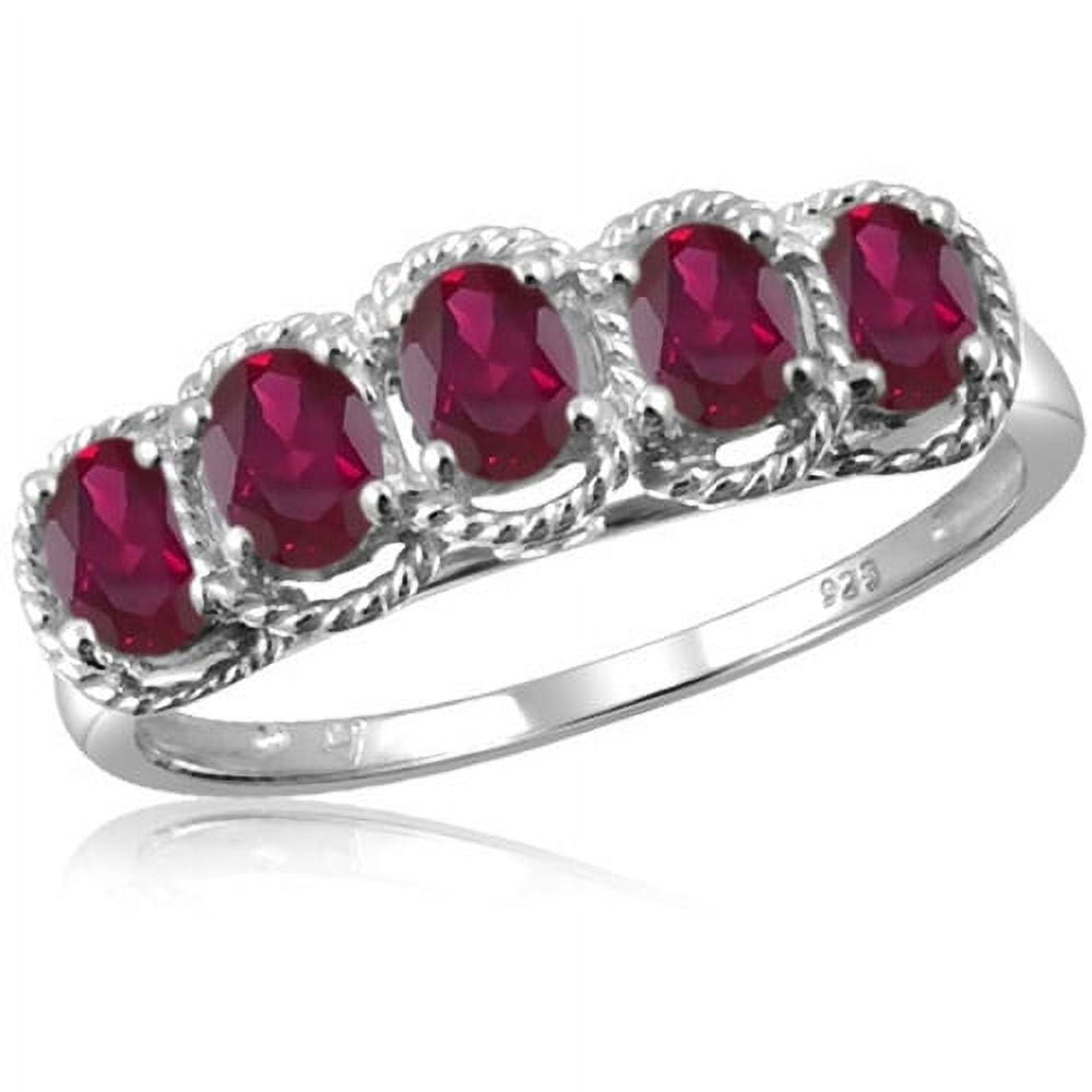 JewelersClub Ruby Ring Birthstone Jewelry – 1.00 Carat Ruby 0.925 Sterling Silver Ring Jewelry – Gemstone Rings with Hypoallergenic 0.925 Sterling Silver Band