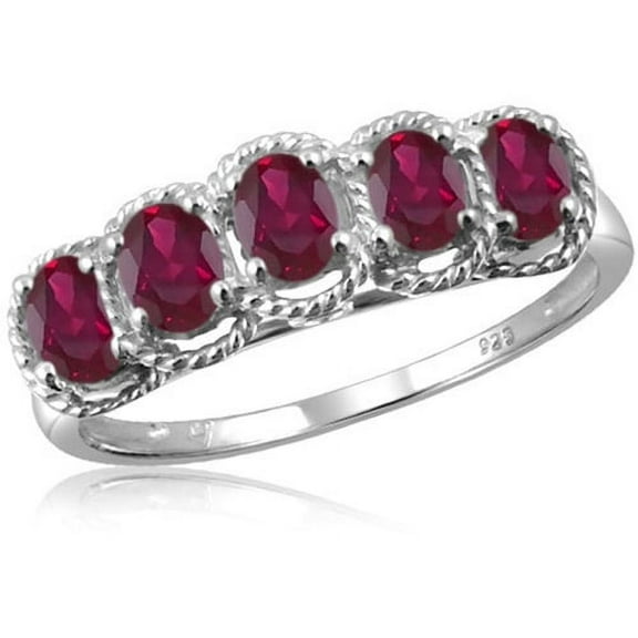 JewelersClub Ruby Ring Birthstone Jewelry – 1.00 Carat Ruby 0.925 Sterling Silver Ring Jewelry – Gemstone Rings with Hypoallergenic 0.925 Sterling Silver Band