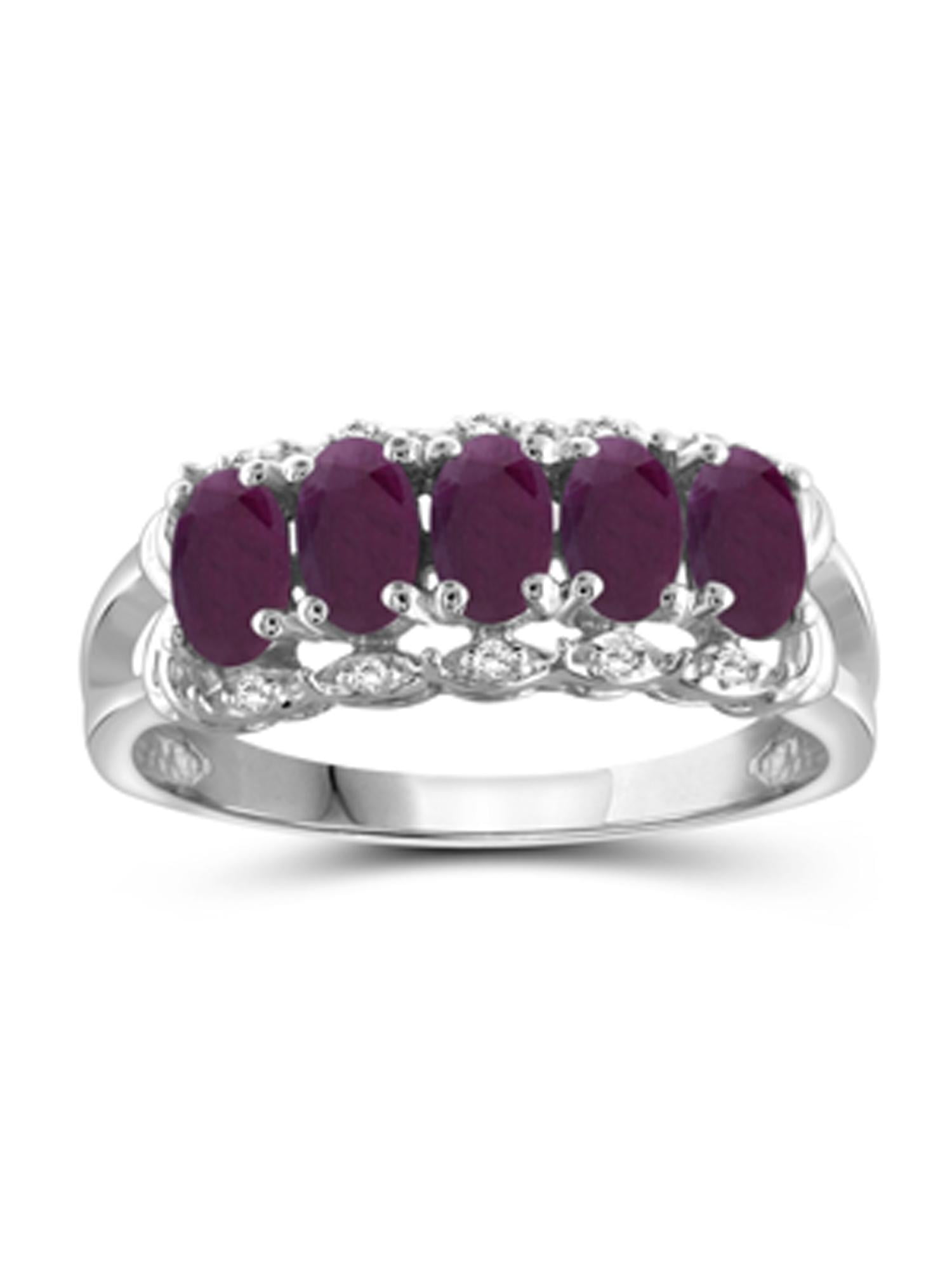 JewelersClub Ruby Ring Birthstone Jewelry – 1.33 Carat Ruby 0.925 Sterling Silver Ring Jewelry with White Diamond Accent – Gemstone Rings with Hypoallergenic 0.925 Sterling Silver Band
