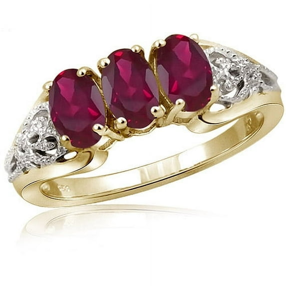 JewelersClub Ruby Ring Birthstone Jewelry – 1.45 Carat Ruby 14K Gold Plated Silver Ring Jewelry – Gemstone Rings with Hypoallergenic 14K Gold Plated Silver Band