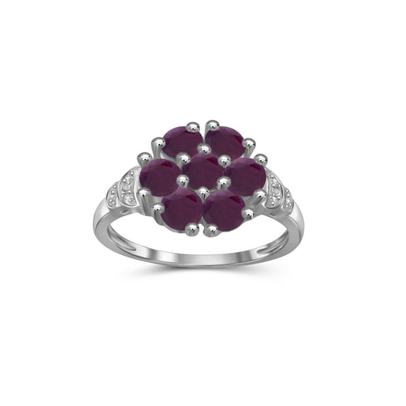 JewelersClub Ruby Ring Birthstone Jewelry – 2.33 Carat Ruby 0.925 Sterling Silver Ring Jewelry with White Diamond Accent – Gemstone Rings with Hypoallergenic 0.925 Sterling Silver Band
