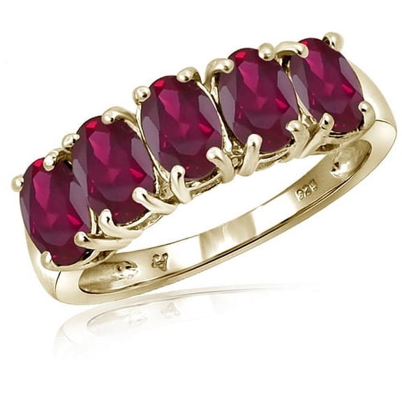 JewelersClub Ruby Ring Birthstone Jewelry – 2.40 Carat Ruby 14K Gold Plated Silver Ring Jewelry – Gemstone Rings with Hypoallergenic 14K Gold Plated Silver Band