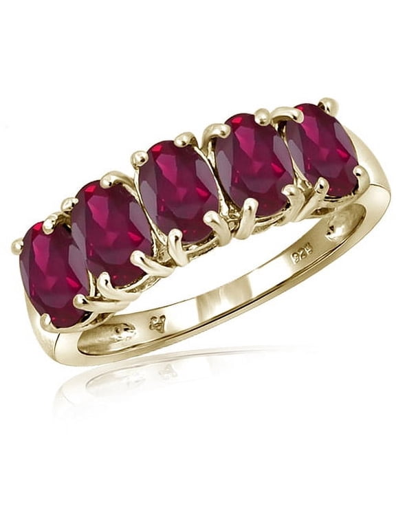 Ruby Ring Birthstone Jewelry – 2.40 Carat Ruby 14K Gold Plated Silver Ring Jewelry – Gemstone Rings with Hypoallergenic 14K Gold Plated Silver Band