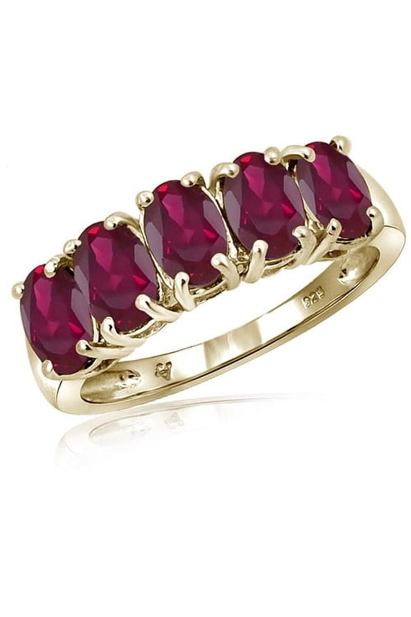 Ruby Ring Birthstone Jewelry – 2.40 Carat Ruby 14K Gold Plated Silver Ring Jewelry – Gemstone Rings with Hypoallergenic 14K Gold Plated Silver Band