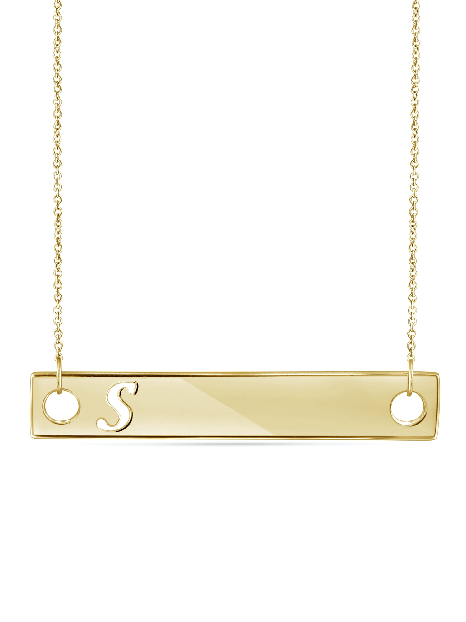 JewelersClub S Initial 14K Gold Over Silver Bar Necklace
