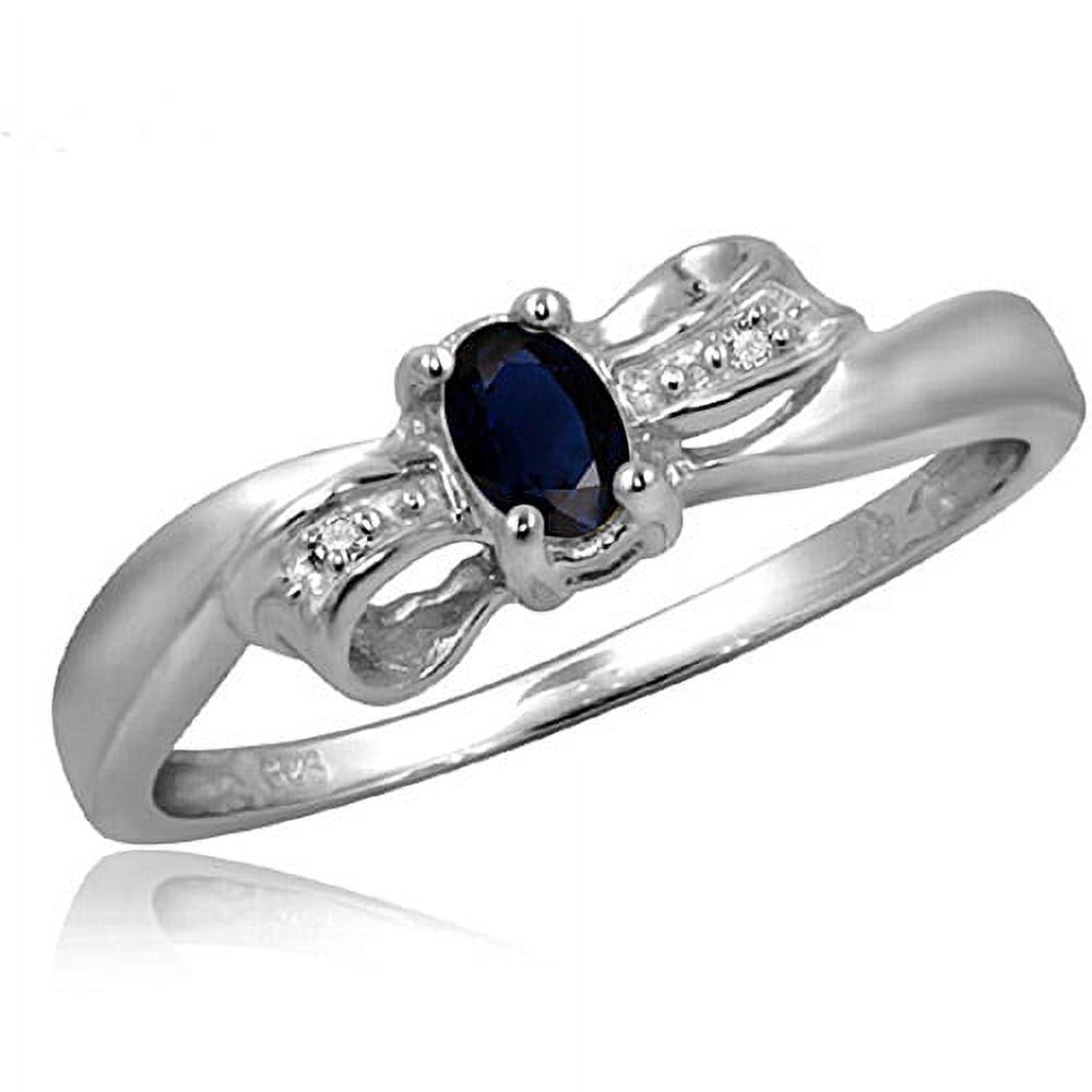 JewelersClub Sappahire Ring Birthstone Jewelry – 0.33 Carat Sappahire 0.925 Sterling Silver Ring Jewelry with White Diamond Accent– Gemstone Rings with Hypoallergenic 0.925 Sterling Silver
