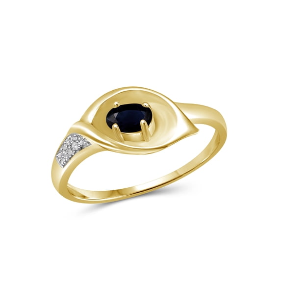 JewelersClub Sappahire Ring Birthstone Jewelry–0.33 Carat Sappahire 14K Gold Plated Silver Ring Jewelry with White Diamond Accent–Gemstone Rings with Hypoallergenic 14K Gold Plated Silver