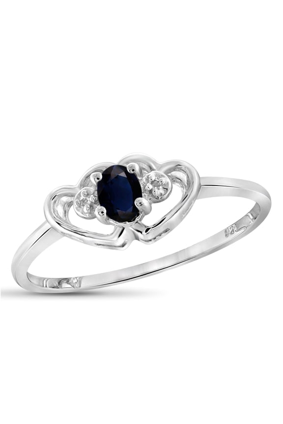 Sapphire Ring Birthstone Jewelry – 0.25 Carat Sapphire 0.925 Sterling Silver Ring Jewelry with White Diamond Accent – Gemstone Rings with Hypoallergenic 0.925 Sterling Silver Band