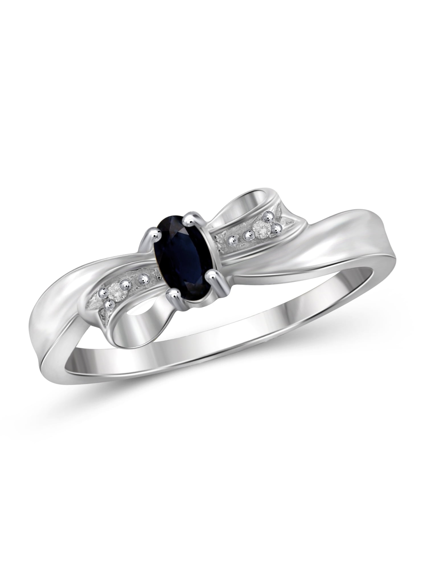JewelersClub Sapphire Ring Birthstone Jewelry – 0.25 Carat Sapphire 0.925 Sterling Silver Ring Jewelry with White Diamond Accent – Gemstone Rings with Hypoallergenic 0.925 Sterling Silver Band