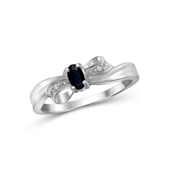 JewelersClub Sapphire Ring Birthstone Jewelry – 0.25 Carat Sapphire 0.925 Sterling Silver Ring Jewelry with White Diamond Accent – Gemstone Rings with Hypoallergenic 0.925 Sterling Silver Band