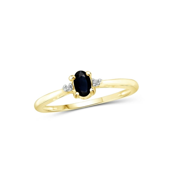JewelersClub Sapphire Ring Birthstone Jewelry – 0.33 Carat Sapphire 14K Gold Plated Silver Ring Jewelry with White Diamond Accent – Gemstone Rings with Hypoallergenic 14K Gold Plated Silver Band