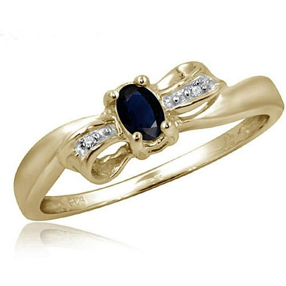 JewelersClub Sapphire Ring Birthstone Jewelry – 0.33 Carat Sapphire 14K Gold Plated Silver Ring Jewelry with White Diamond Accent – Gemstone Rings with Hypoallergenic 14K Gold Plated Silver Band