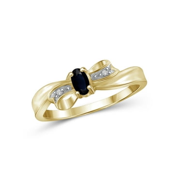 JewelersClub Sapphire Ring Birthstone Jewelry – 0.33 Carat Sapphire 14K Gold Plated Silver Ring Jewelry with White Diamond Accent – Gemstone Rings with Hypoallergenic 14K Gold Plated Silver Band