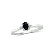 JewelersClub Sapphire Ring Birthstone Jewelry – 0.33 Carat Sapphire 0.925 Sterling Silver Ring Jewelry with White Diamond Accent – Gemstone Rings with Hypoallergenic 0.925 Sterling Silver Band