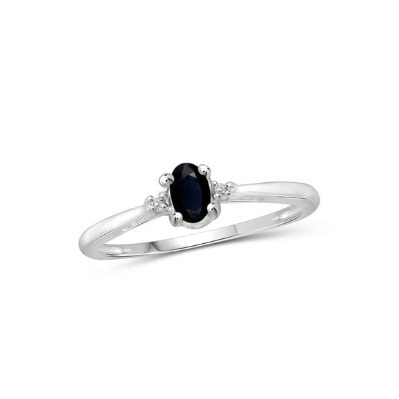 JewelersClub Sapphire Ring Birthstone Jewelry – 0.33 Carat Sapphire 0.925 Sterling Silver Ring Jewelry with White Diamond Accent – Gemstone Rings with Hypoallergenic 0.925 Sterling Silver Band