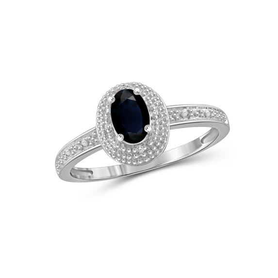 JewelersClub Sapphire Ring Birthstone Jewelry – 0.50 Carat Sapphire 0.925 Sterling Silver Ring Jewelry with White Diamond Accent – Gemstone Rings with Hypoallergenic 0.925 Sterling Silver Band