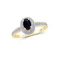thumbnail image 1 of JewelersClub Sapphire Ring Birthstone Jewelry – 0.50 Carat Sapphire 14K Gold Plated Silver Ring Jewelry with White Diamond Accent – Gemstone Rings with Hypoallergenic 14K Gold Plated Silver Band, 1 of 4
