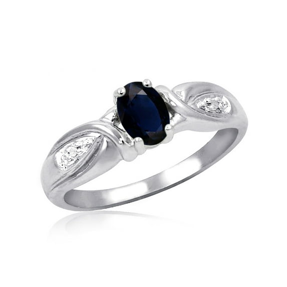 JewelersClub Sapphire Ring Birthstone Jewelry – 0.65 Carat Sapphire 0.925 Sterling Silver Ring Jewelry with White Diamond Accent – Gemstone Rings with Hypoallergenic 0.925 Sterling Silver Band